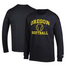 Men's Champion Black Oregon Ducks Primary Team Logo Icon Softball Powerblend Long Sleeve T-Shirt