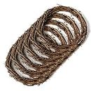 Worown 6 Pcs 10 Inch Natural Grapevine Wreaths, Vine Branch Wreath, Rattan Wreath for DIY Christmas Craft, Front Door Wall Hanging, Wedding and Party Decors