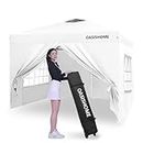 OASISHOME Pop-up Gazebo Instant Portable Canopy Tent 10'x10', with 4 Sidewalls, Windows, Wheeled Bag, for Patio/Outdoor/Wedding Parties and Events (10FTx10FT, White)