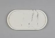 Stone Essential Oval Shape White Marble Tray for Bathroom, Kitchen Serving, Dining Table Decoration and Gift (Vanity Platter)