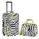 Rockland Fashion Softside Upright Luggage Set, Lime Zebra, 2-Piece Set (14/19), Fashion Softside Upright Luggage Set