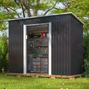 HOGYME 9'x4' Outdoor Storage Shed Metal Garden Tool Shed Lockable for Patio Lawn