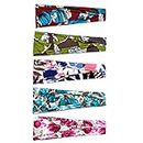 5Pcs/Set Women Ethnic Yoga Headband Colorful Floral Leaves Leopard Printed Sports Running Wide Hairband Fitness Sweat Absorption Headwrap Headbands For Baby Girls 6-12 Months