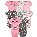 Gerber Baby Girl's 8-Pack Short Sleeve Onesies Bodysuits, Leopard Pink, 6-9 Months