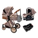 New Stroller Leather Aluminum Frame Folding Kinderwagen Pram Gifts Baby Carriage
