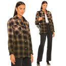 Free People Anneli Plaid Shirt Tobacco Combo Womens Size Large NEW