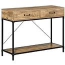 HOMCOM Vintage Sofa Console Table, Entryway Table with Drawers, Storage Shelf for Living Room, Hallway, Bedroom, Brown