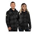FXR Mens Timber Insulated Flannel Jacket Snap Front Fleece Hooded Charcoal/Black - Large