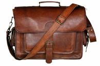 New Men's Full Grain Genuine Leather Laptop Case for Computer Bag Shoulder Bag
