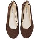 Ataiwee Women's Wide Width Flats Shoes - Casual Comfortable Round Plus Size Ballet Shoes.(1910002-2308,BR/MF,UK6 Wide)