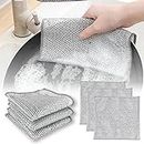 Shop Home Essentials Dual Sided Multipurpose Microfiber & Non-Scratch Wire Dis Cloths, Stainless Steel Scrubber, Non-Scratch Wire Dishcloth, Durable Kitchen Scrub Cloth (Pack of 5, Silver)