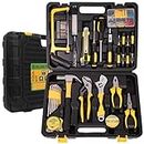 BLOSTM 100 Piece Tool Kit - Complete Tool Set with Essential Hand Tools for DIY Projects, Household Repairs, Auto Maintenance - Home Tool Kit Set with Tool Box Organiser, Hammer Pliers Screwdrivers