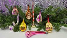 Lovely Musical Instruments Antique Christmas Ornaments Glass Vintage Decorations