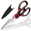 Acelone Kitchen Shears, Premium Heavy Duty Shears Ultra Sharp Stainless Steel Multi-Function Kitchen Scissors For Chicken/Poultry/Fish/Meat/Vegetables/Herbs/Bbq (Red Black)