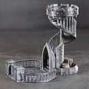 AUSPDICE DND Dice Tower - 36 Step Retro Color Tower for High Randomness in Table Games Like Dungeons and Dragons - Perfect Role Playing Game Gift (Ancient Silver Color)