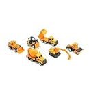 CkTech Small Engineering Metal Team Car Unbreakable Engineering Automobile Construction Car Truck Machine Toys Set for Children Kids Trolley Trucks and Machine Set of 6