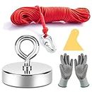 Neosmuk Fishing Magnet with 66 Feet Paracord, 550LBS 2.5 Inches Neo-Magnet with Lifting Eye-Bolt Ideal for Retrieving Items in Lake,Beach,Lawn and New House