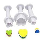 Ubaker Heart Shaped Plunger Cutter Molds Fondant Sugarcraft Cake Cupcake Toppers Decorating Tool DIY Mold, 3-Pack