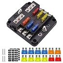 Tawveml 6 Way Blade Fuse Box, 12V/24V Circuit Fuse Holder Box Block with Negative Bus, Car Standard Blade with LED Indicator for Automotive Car Boat Marine Truck