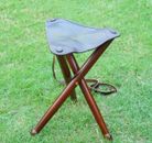 Leather Tripod Stool Wooden Folding Chair Hunting Stool Camping Fishing Seat