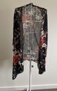 Black Sheer Floral Kimino Cover Up Size 1XL