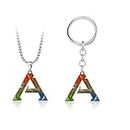 PC Game ARK: Survival Evolved Alloy Keychain & Necklace Set Colorful Pendant