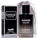 Savage for Men 3.4 Oz Men's Eau De Toilette Spray Refreshing & Warm Masculine Scent for Daily Use Men's Casual Cologne Includes NovoGlow Carrying Pouch Smell Fresh All Day A Gift for Any Occasion