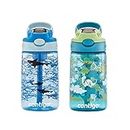 Contigo 2126437 AUTOSPOUT Water Bottle, 14 oz, Dinos & Sharks