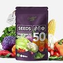 Garden Pack Seeds Pouch - 50 Varieties of Herb, Flower & Vegetable Seeds for Planting - Grow Your Own Vegetable Garden - Gardening Gifts for Women and Men