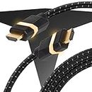 TITAN 8K HDMI 2.1 Cable, 10 ft Braided Cord, Amber LED Light Strip, Ultra High-Speed Cable with HDR, VRR & QMS, 48 GBPS, Black, 59063