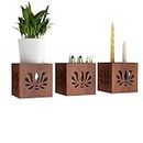 Home Sparkle Wooden Hanging Tea Light and Organizer (Set of 3, Brown)