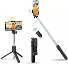 Selfie Stick, Wireless Mobile Phone Monopod, with Wireless Built-in Bluetooth for All Android Phone with Adjustable Grip Holder (Black)