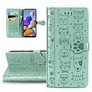 LEMAXELERS iPhone 6S Plus/iPhone 6 Plus Phone Case iPhone 6S Plus Cover,Cute Cat Dog Embossed PU Leather Flip Notebook Wallet Case Magnetic Stand Card Slot Folio Case for iPhone 6S Plus,SD Cat Green