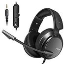 Gaming Headset for PS4,PS5, Xbox One, PC with Bass Surround Soft Memory Earmuffs Stereo Headset, Noise Cancelling Over Ear Headphones Mic, Volume Control for Laptop Table