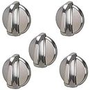 WB03T10284 Burner Control Knobs for General Electric GE Range, Stove, Oven Knob Replaces AP4346312, 1373043, AH2321076, EA2321076, PS2321076, Stainless Steel Finish (5 Pack)