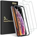 Blukar Tempered Glass for iPhone XS and iPhone X with Positioning Aid 9H Hardness Anti-Bubble Anti-Scratch [Pack of 3]