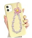 ONCRO® Pink big flower Crystal clear Acrylic beads phone charms hangings bracelet wrist handmade aesthetic for mobile cover good luck lanyard cute for women girls kids beaded strap
