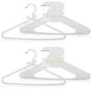 20 Pieces Pearl Clothes Hanger Beaded Clothing Hanger with Ribbon Bowknot Metal Elegant Clothes Standard Hangers for Women Bride Wedding Dress Coat Shirt Decorative Hangers (White)