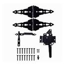 HOME MASTER HARDWARE Wood Gate Hardware Set - Heavy Duty 8" Decorative Strap Hinges and Spring Loaded Latch Gate Kit with Screws for Outdoor Fence Swing Gate Black Finish