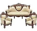 FURNITURE HUB Wooden 5 Seater Maharaja Sofa Set for Living Room | 3+1+1 Seater Sofa for Office & Lounge | Five Seater Sofa Sets for Home | Teak Wood, Dark Walnut