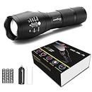 amiciVision Metal LED Flashlight, XHP50 LED Water Resistant Zoomable Torch with 5 Lighting Modes for Camping, Hiking (With 3*AAA Battery)