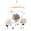 Promise Babe Mobile Baby Wood con Feltro Balls Baby Room Letto Appeso Campana Nuvole Stella Crocheted Feltro Mobile Windshield Baby Boys Girl Lettino Letto Del Bambino Stella Luna Nuvole Mobile