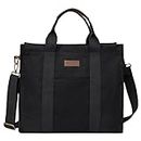 Canvas Tote Bag,Vaschy Casual Large Reusable Work School Travel Totes for Women Teachers with Zippers Pockets Crossbody Shoulder Bag Purse Handbag for 14inch Laptop Black