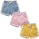 Big Girls 3 Pack Running Athletic Cotton Shorts, Workout and Fashion Dolphin Summer Beach Sports 4-5T