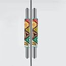 E-Retailer® Polyester 3-Layered Digital Printed Fridge Handle Cover Set of 2Pcs. For Refrigerator and Microwave oven (Color-Multicolor Ethnic, Size-12x6 Inch)