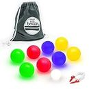 GoSports Unisex-Erwachsene LED Ballspiel-Set, inkl. 8 leuchtenden Boccia-Bällen (je 241 g), Pallino, Tasche und Messseil, 85 mm Hinterhofgröße
