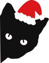 Autocollant autocollant vinyle chapeau de père Noël peeping chat - décoration d'art