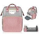 HOTBEST Diaper Bag Backpack, Large Baby Bag, Nappy Changing Bags with Changing Pad, Multifunction Waterproof Travel Essentials Baby Bag, Unisex and Stylish(Pink Gray)