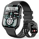 Esriptoyz Smartwatch für Damen Herren, Bluetooth Anrufe/Aktivitätsmonitor/SpO2/Herzfrequenz/Schlaf/Schrittzähler, 1,95 Zoll Touchscreen mit 100 + Sportmodi Armbanduhr für Android iOS (Schwarz)