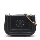Chanel COCO Mark Lambskin ChainShoulder Bag Black Gold Metal 0 series